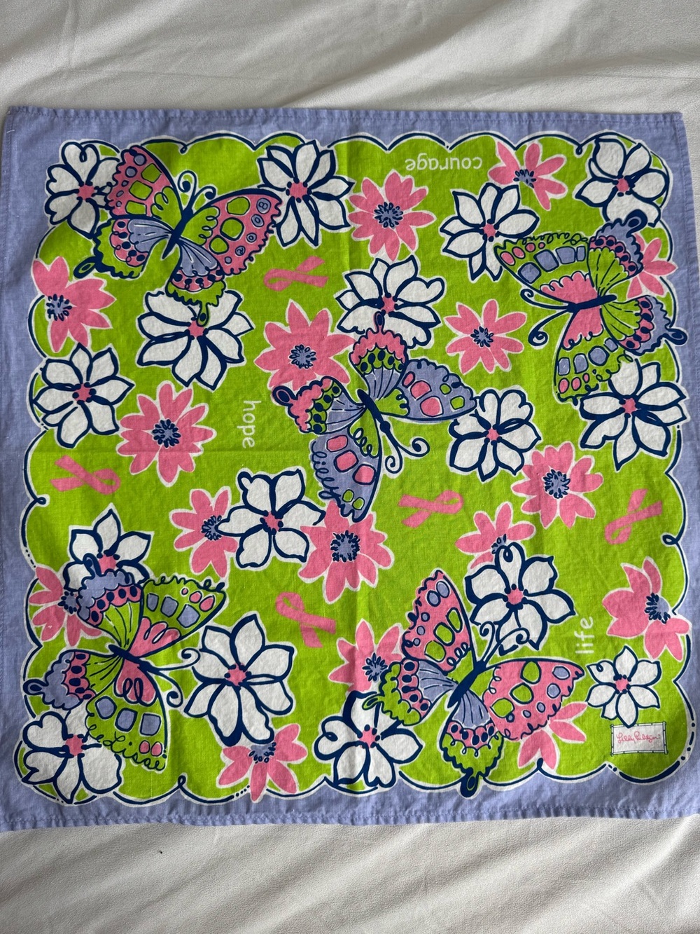 Lilly Pulitzer Breast‎ Cancer Awareness bandana handkerchief vibrant Palm Beach